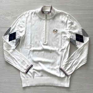Bobby Jones Ivory Cotton 1/2 Zip Golf Sweater